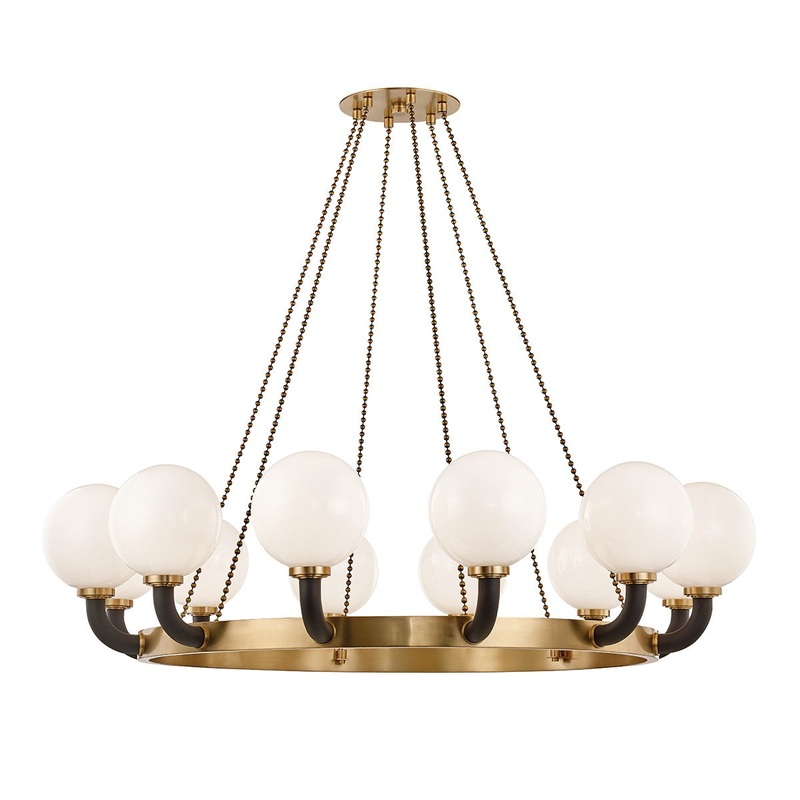 Hudson Valley 3660-AGB/BK Werner 12 Light Pendant, Aged Brass/Black