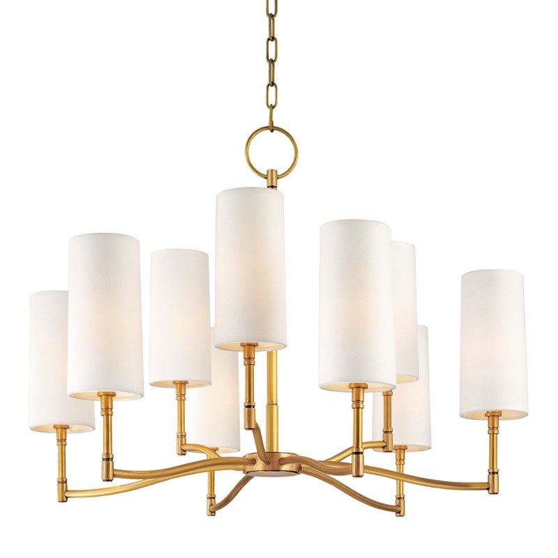 Hudson Valley 369-AGB Dillon Nine Light Chandelier, Aged Brass