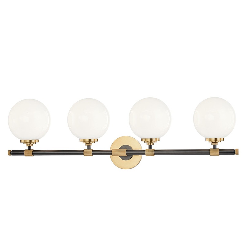 Hudson Valley 3704-AOB Bowery Four Light Bath Bracket, Aged Old Bronze
