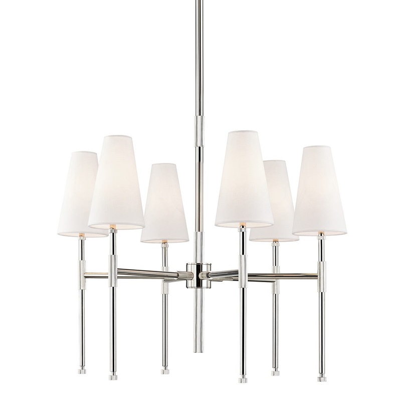 Hudson Valley 3728-PN Bowery Six Light Chandelier, Polished Nickel (Discontinued)