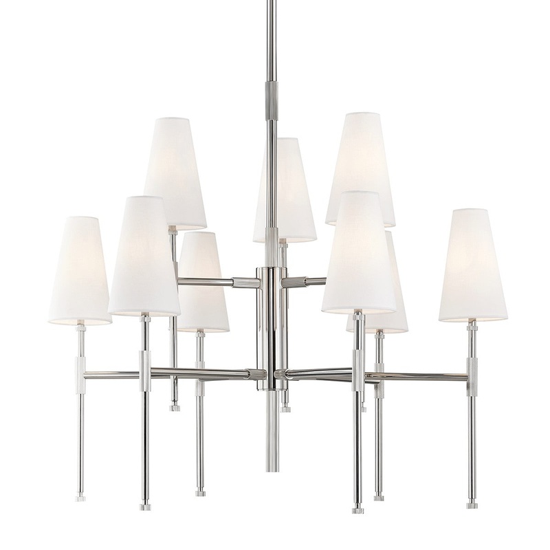 Hudson Valley 3734-PN Bowery Nine Light Chandelier, Polished Nickel (Discontinued)