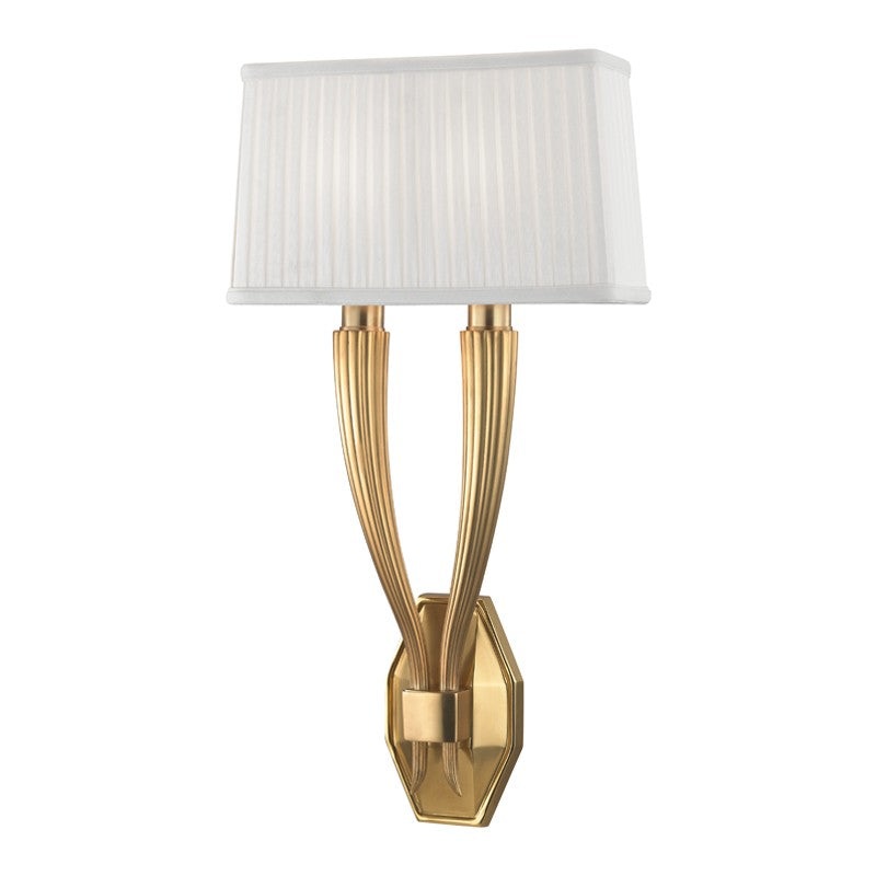 Hudson Valley 3862-AGB Erie Two Light Wall Sconce, Aged Brass