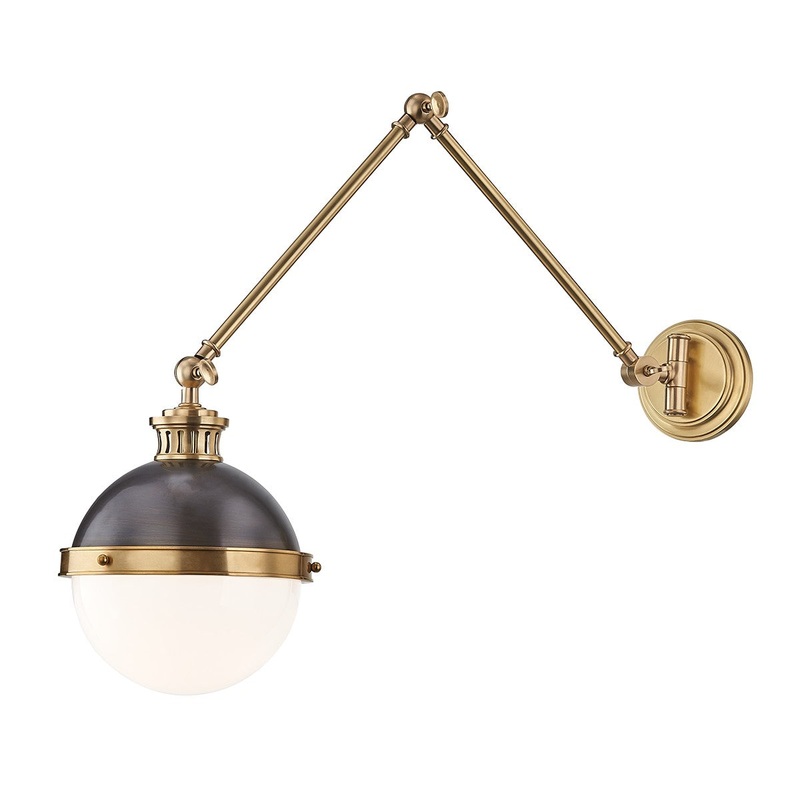 Hudson Valley 4011-ADB Latham One Light Swing Arm Wall Sconce, Aged/Antique Distressed Bronze