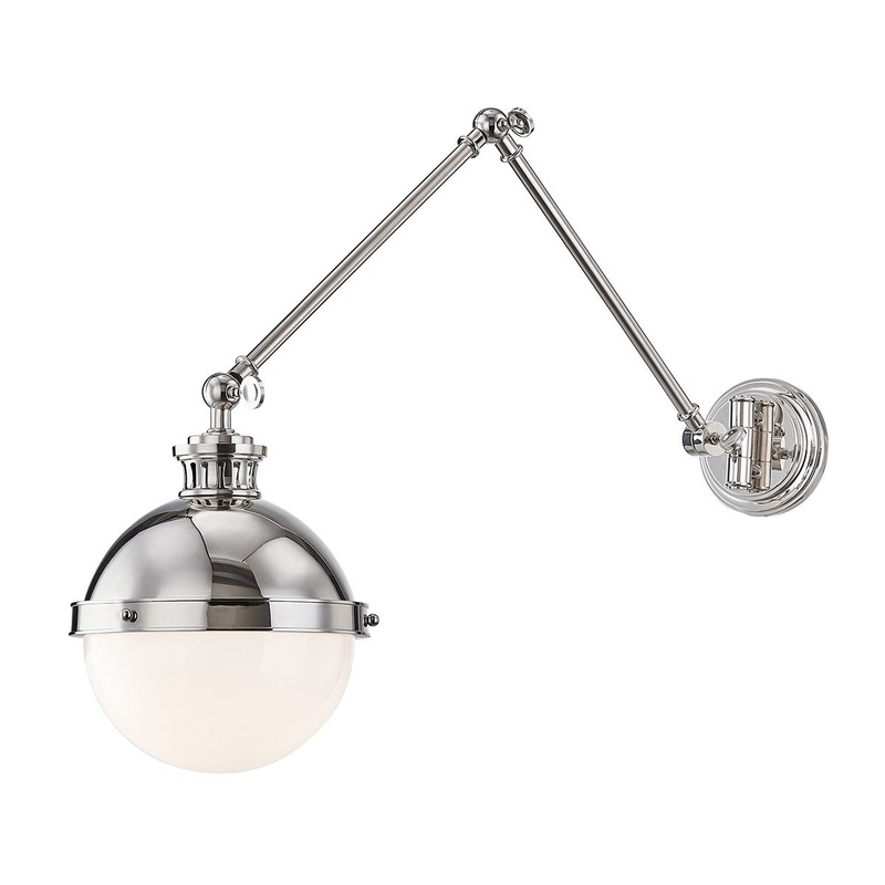 Hudson Valley 4011-PN Latham One Light Swing Arm Wall Sconce, Polished Nickel (Discontinued)