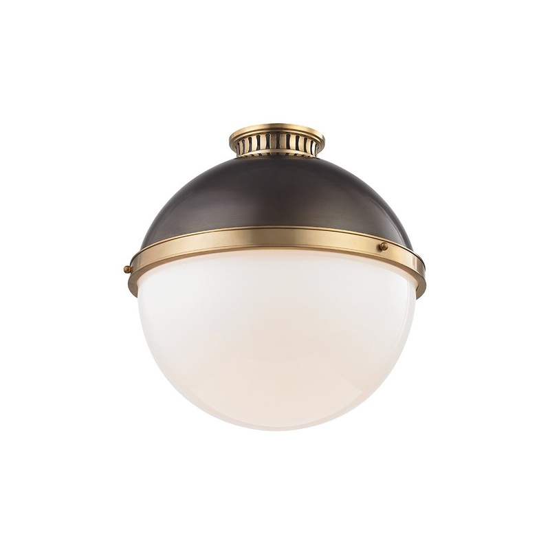 Hudson Valley 4015-ADB Latham One Light Flush Mount, Aged/Antique Distressed Bronze