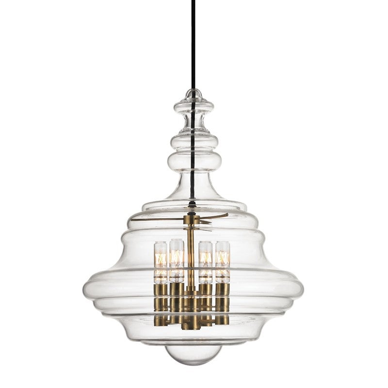 Hudson Valley 4016-AGB Washington Four Light Pendant, Aged Brass