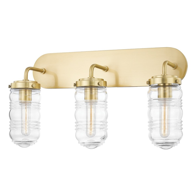 Mitzi H124303-AGB Clara Three Light Bath Bracket, Aged Brass