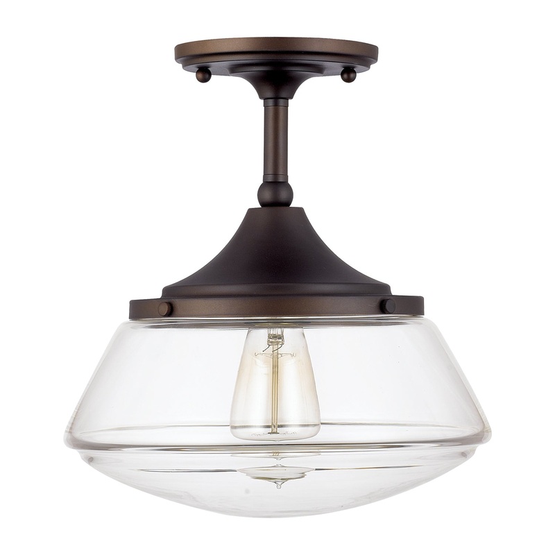 Capital Lighting 3533BB-134 Schoolhouse One Light Semi-Flush Mount, Burnished Bronze (Discontinued)