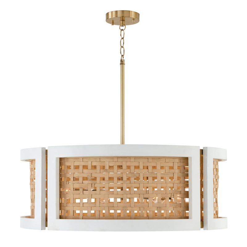 Capital Lighting 444361WM Lola Six Light Chandelier, Flat White and Matte Brass