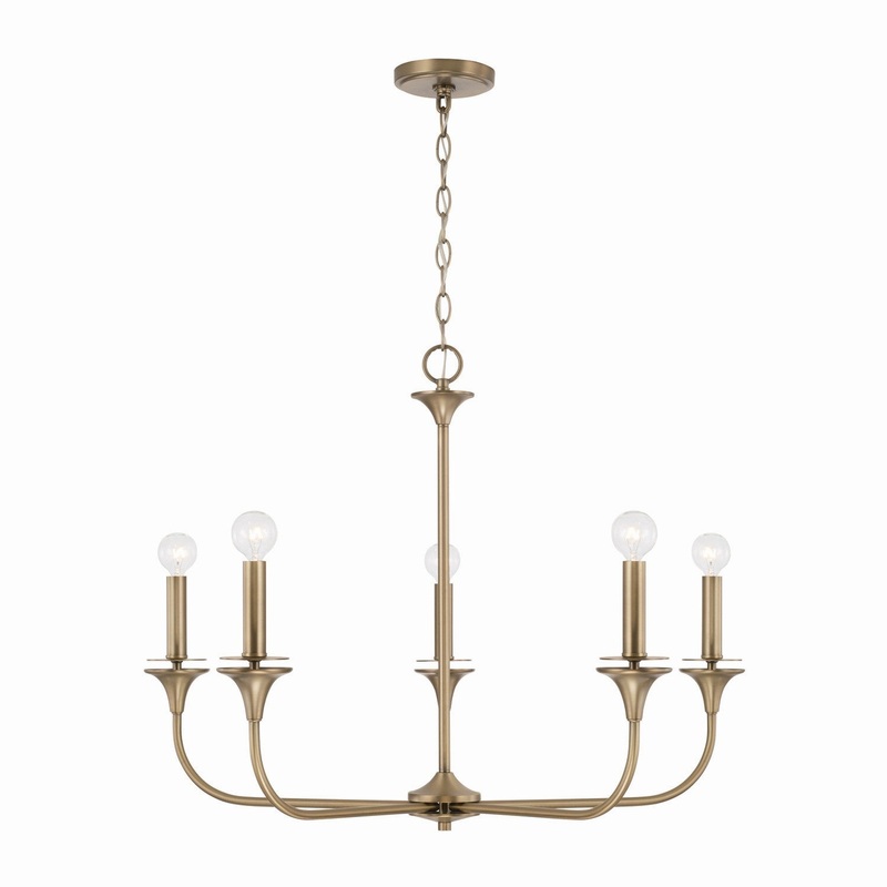 Capital Lighting 448951AD Presley Five Light Chandelier, Aged Brass