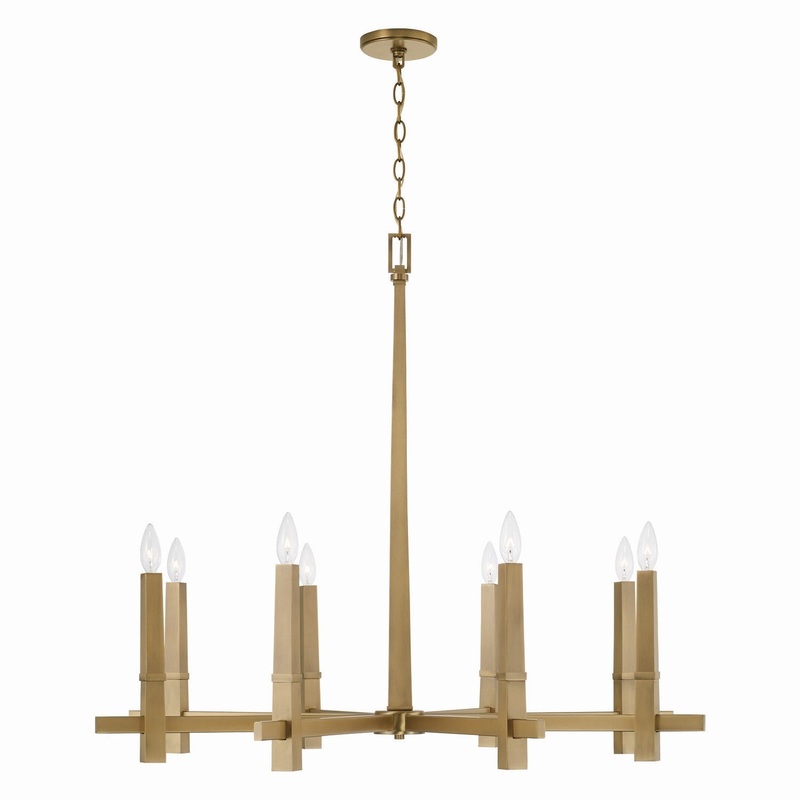 Capital Lighting 449681AD Blake Eight Light Chandelier, Aged Brass