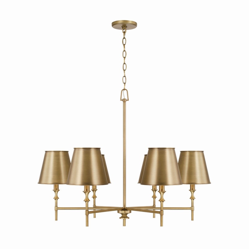 Capital Lighting 449761AD-707 Whitney Six Light Chandelier, Aged Brass