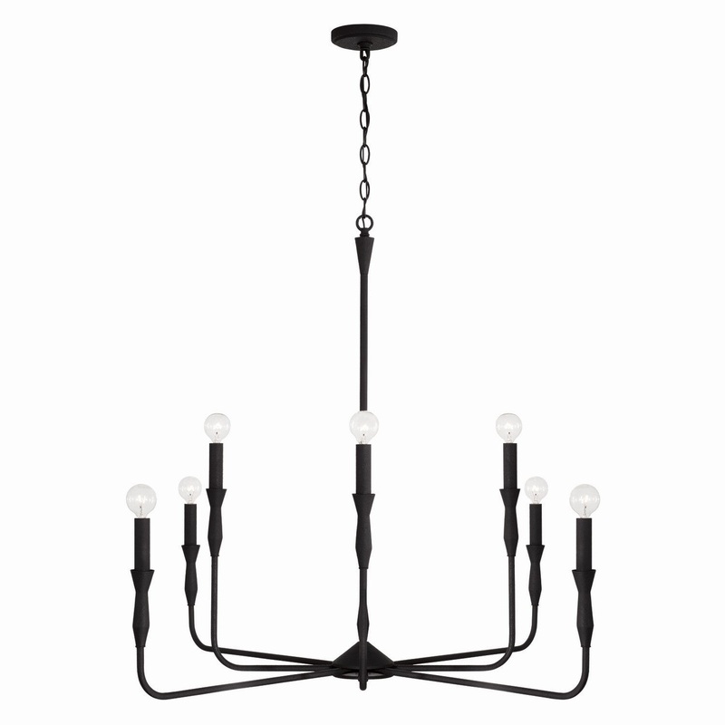 Capital Lighting 450381XK Paloma Eight Light Chandelier, Textured Black