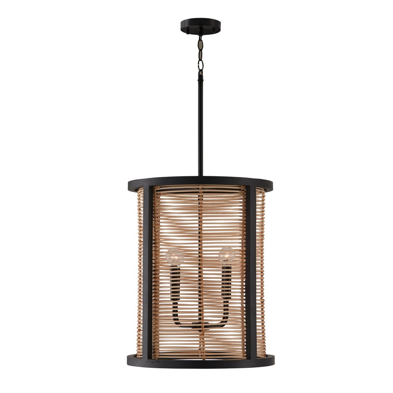 Capital Lighting 544041FK Rico Four Light Foyer Pendant, Flat Black