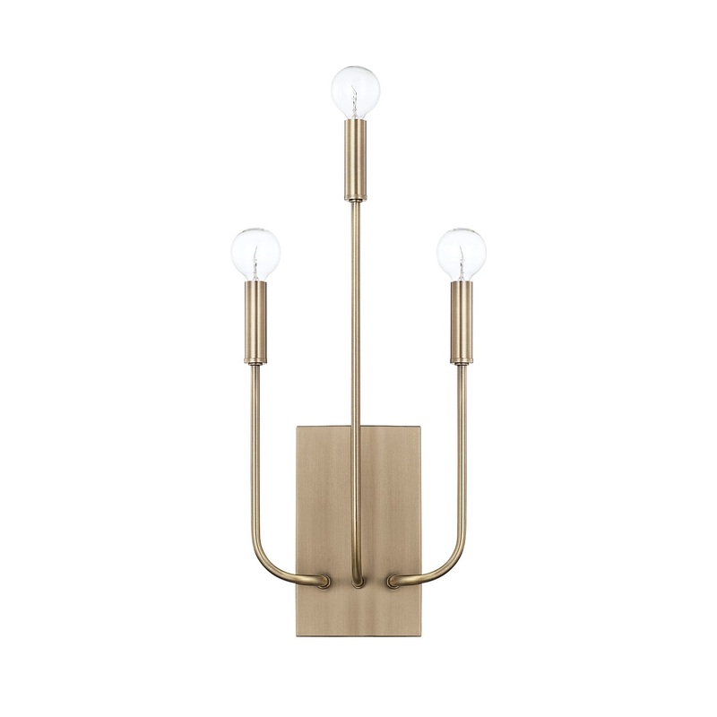 Capital Lighting 621931AD Zander Three Light Wall Sconce, Aged Brass