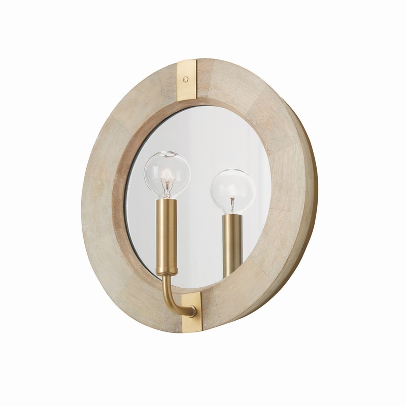 Capital Lighting 647311WS Finn One Light Wall Sconce, White Wash and Matte Brass