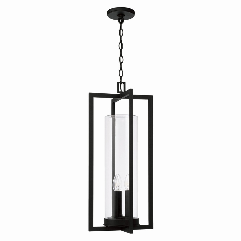 Capital Lighting 948232BK Kent Three Light Outdoor Hanging Lantern, Black