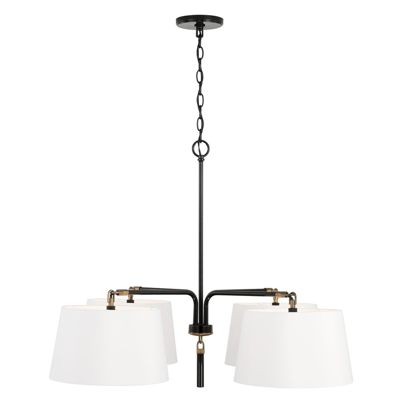 Capital Lighting 441941YA Beckham Four Light Chandelier, Glossy Black and Aged Brass (Discontinued)
