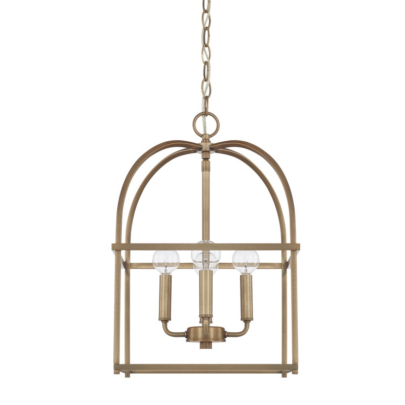 Capital Lighting 527542AD Aubrey Four Light Foyer Pendant, Aged Brass