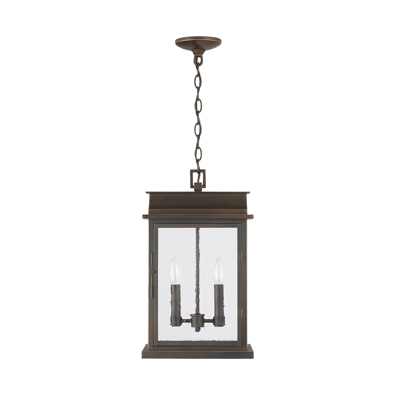 Capital Lighting 936823OZ Bolton Two Light Outdoor Hanging Lantern, Oiled Bronze