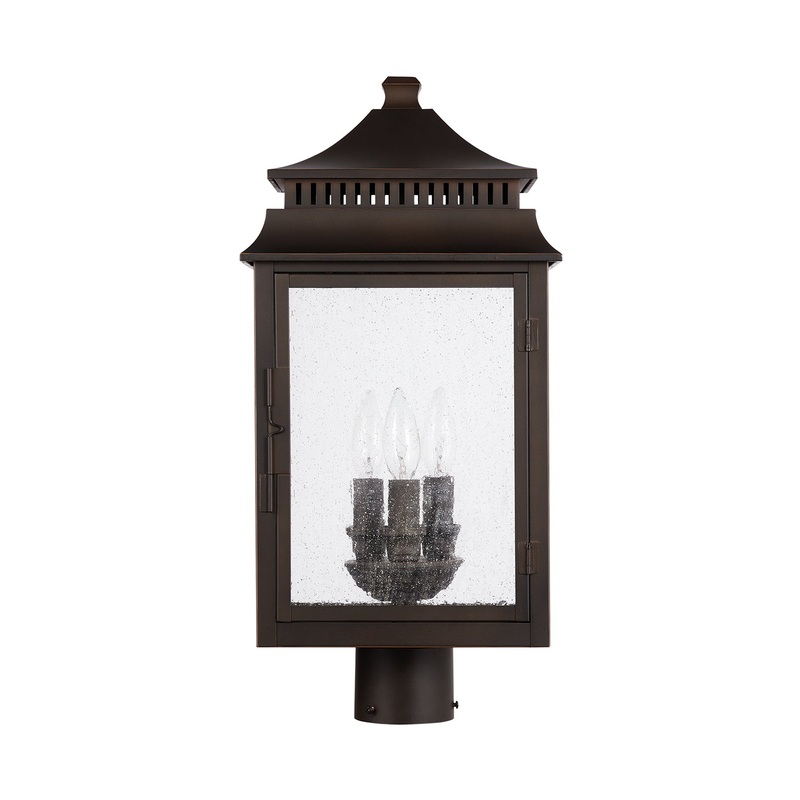 Capital Lighting 936932OZ Sutter Creek Three Light Outdoor Post Lantern, Oiled Bronze