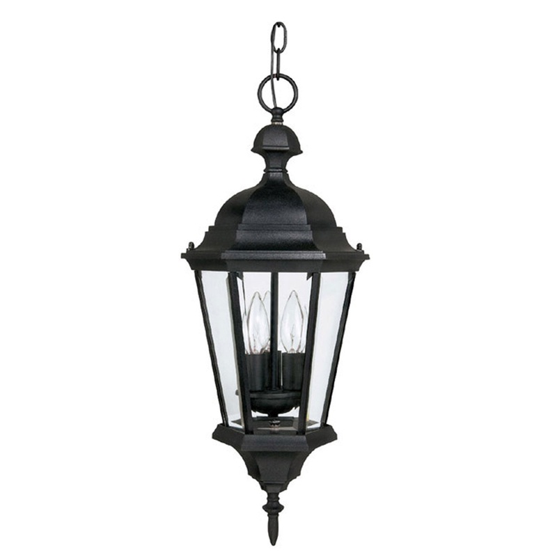 Capital Lighting 9724BK Carriage House Three Light Outdoor Hanging Lantern, Black