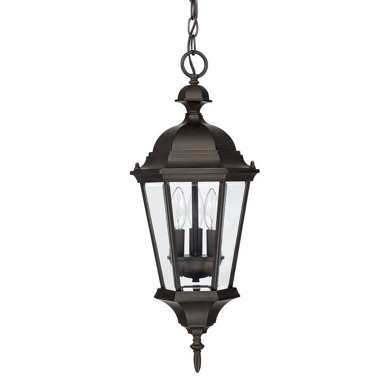 Capital Lighting 9724OB Carriage House Three Light Outdoor Hanging Lantern, Old Bronze (Discontinued)