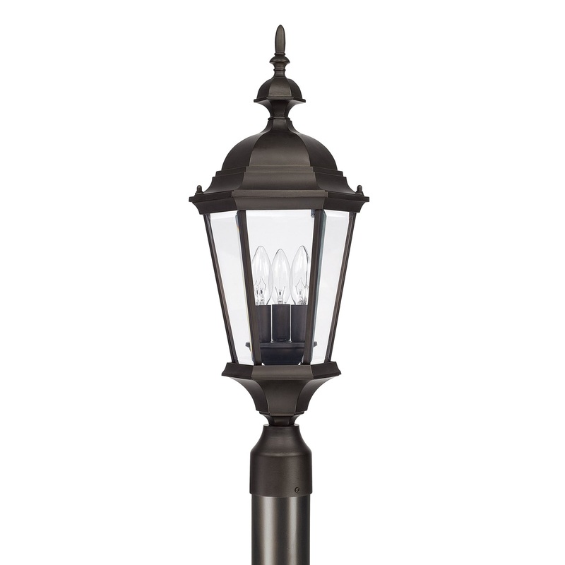 Capital Lighting 9725OB Carriage House Three Light Outdoor Post Lantern, Old Bronze (Discontinued)