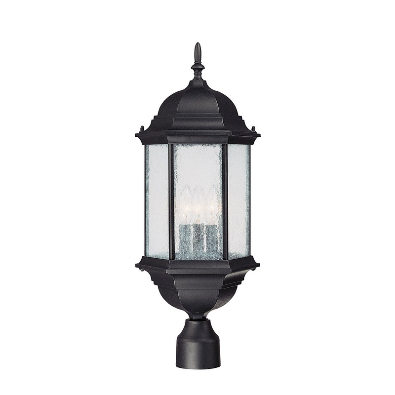 Capital Lighting 9837BK Main Street Three Light Outdoor Post Lantern, Black