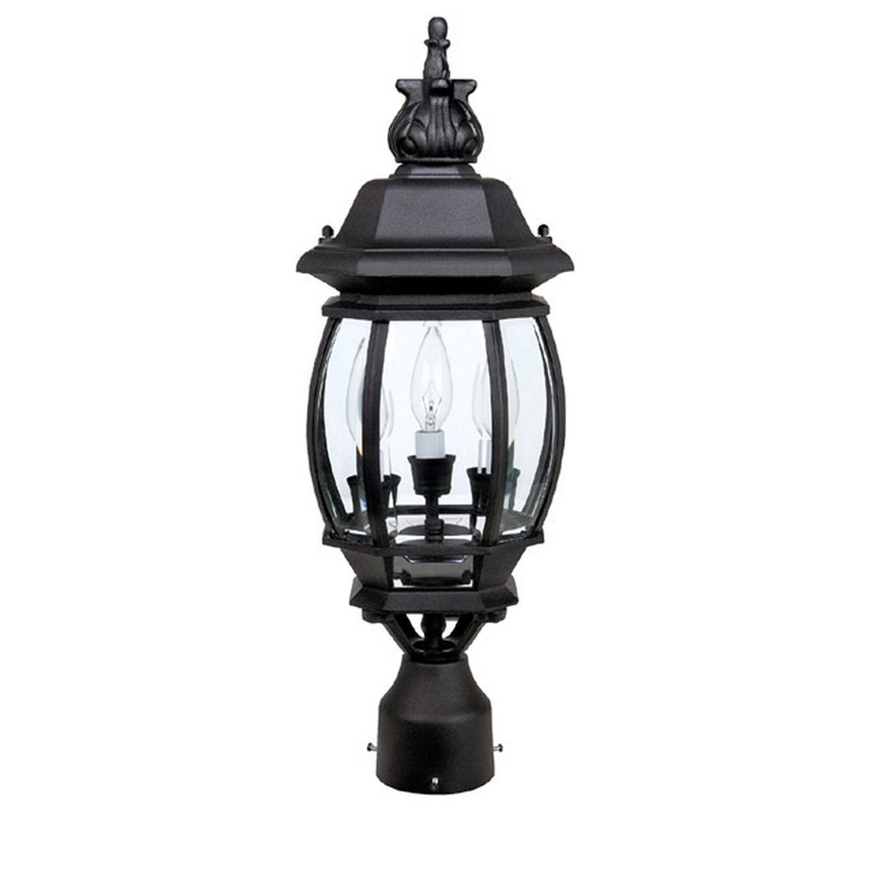 Capital Lighting 9865BK French Country Three Light Outdoor Post Lantern, Black (Discontinued)