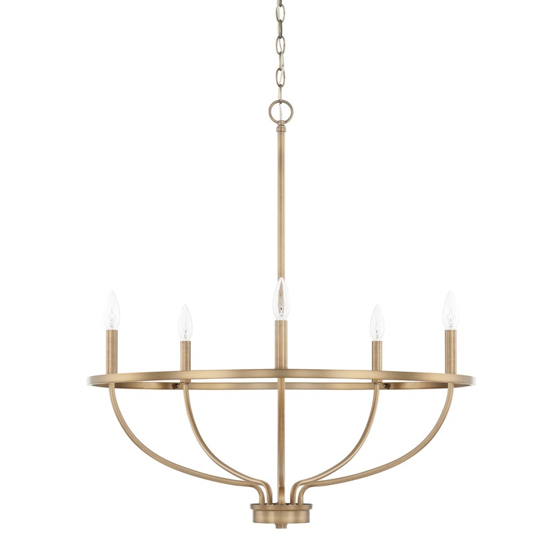 Capital Lighting 428551AD Greyson Five Light Chandelier, Aged Brass