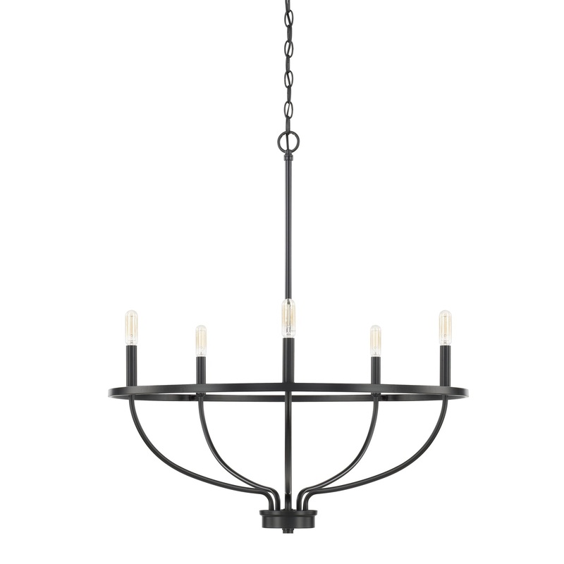 Capital Lighting 428551MB Greyson Five Light Chandelier, Matte Black