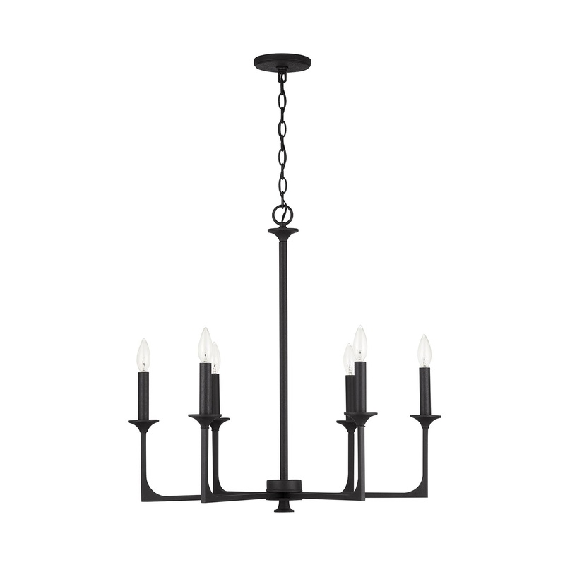 Capital Lighting 437361BI Clint Six Light Chandelier, Black Iron