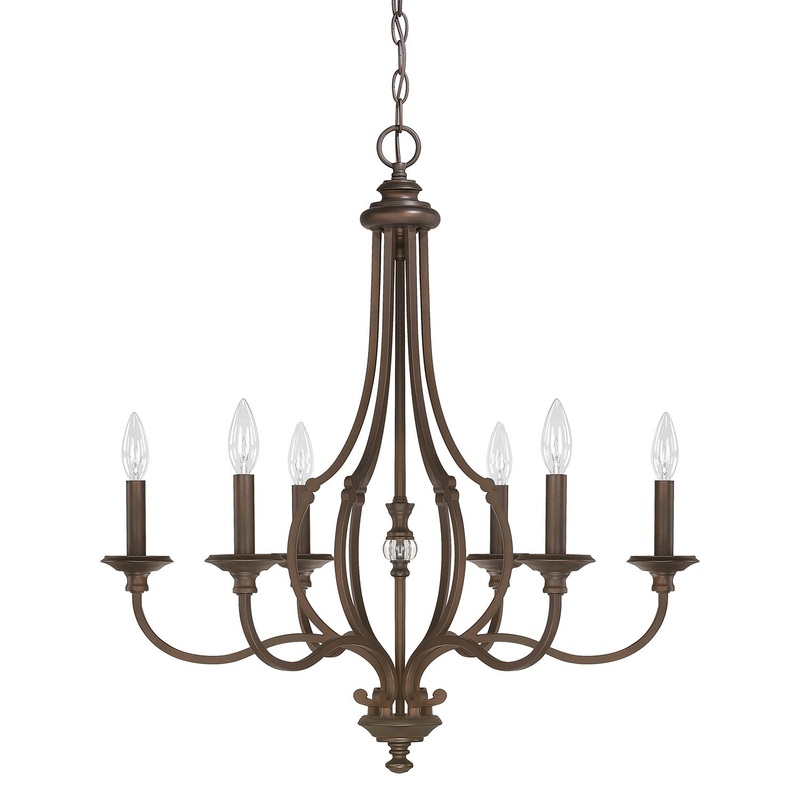 Capital Lighting 4706BB-000 Leigh Six Light Chandelier, Burnished Bronze