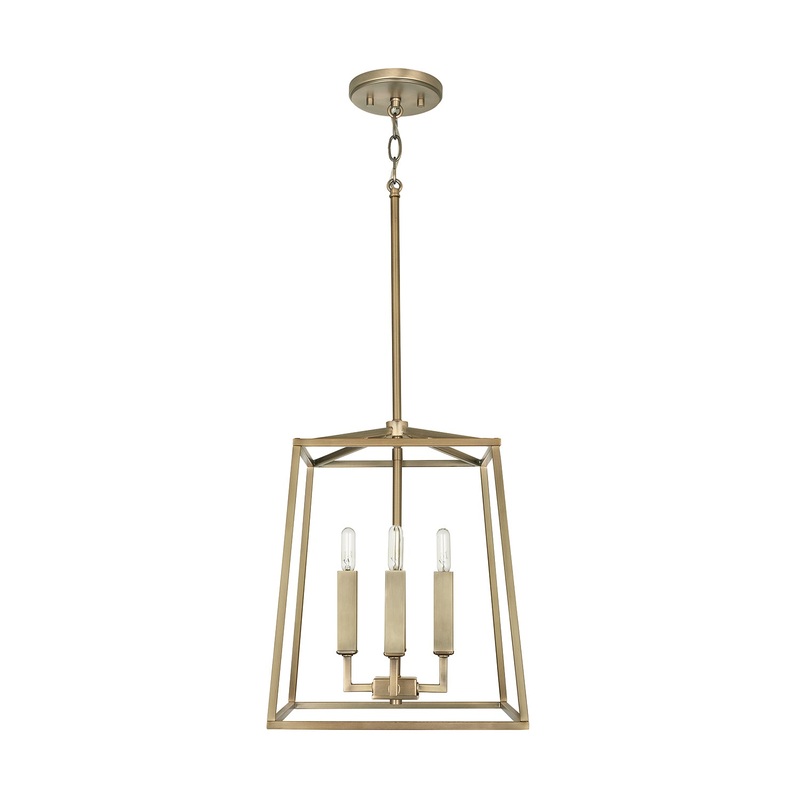 Capital Lighting 537641AD Thea Four Light Foyer Pendant, Aged Brass