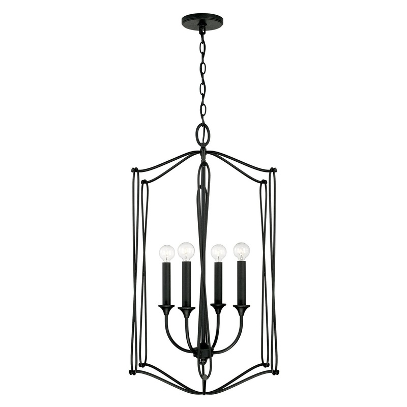 Capital Lighting 541642BI Bentley Four Light Foyer Pendant, Black Iron