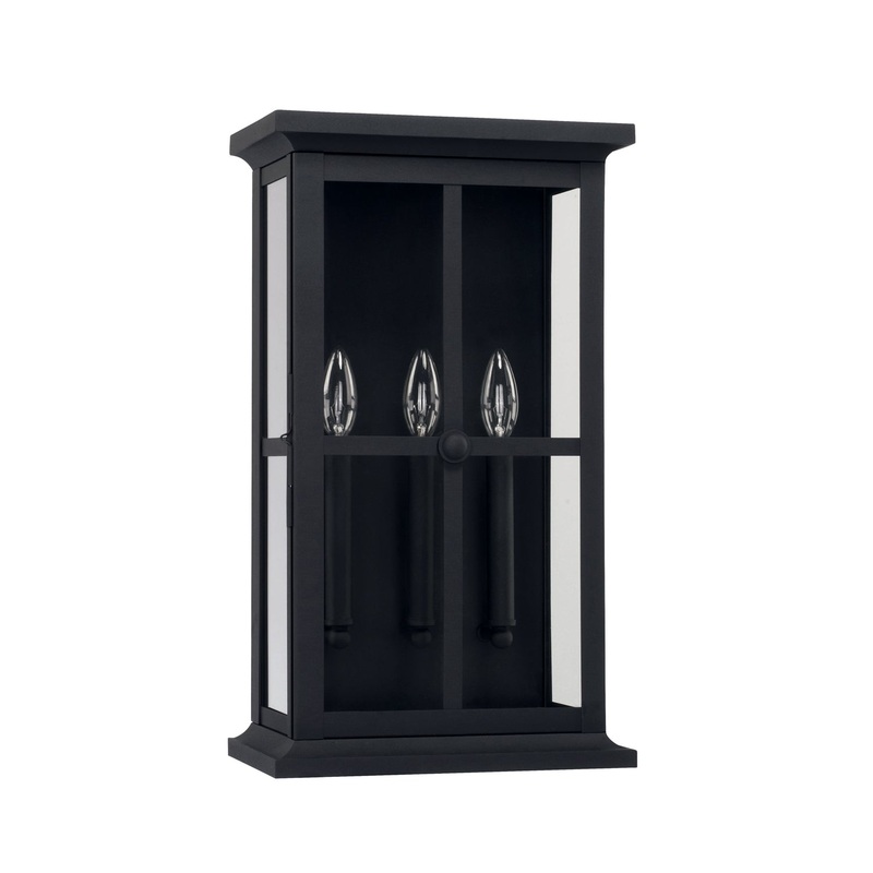 Capital Lighting 926431BK Mansell Three Light Outdoor Wall Lantern, Black