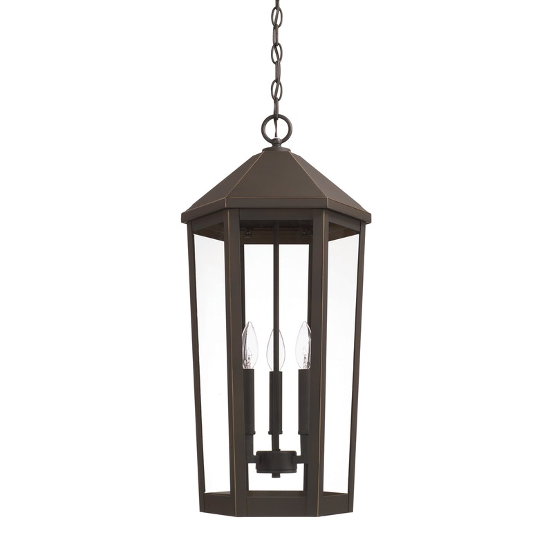 Capital Lighting 926933OZ Ellsworth Three Light Outdoor Hanging Lantern, Oiled Bronze