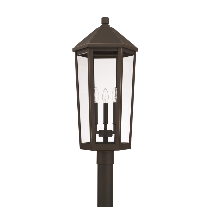 Capital Lighting 926934OZ Ellsworth Three Light Outdoor Post Lantern, Oiled Bronze
