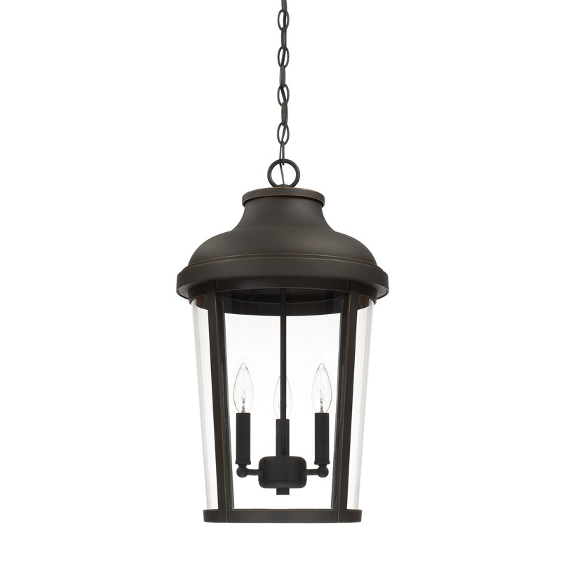 Capital Lighting 927033OZ Dunbar Three Light Outdoor Hanging Lantern, Oiled Bronze (Discontinued)