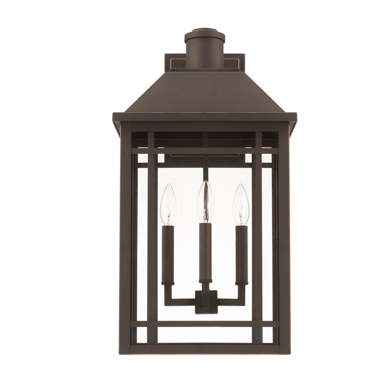 Capital Lighting 927131OZ Braden Three Light Outdoor Wall Lantern, Oiled Bronze (Discontinued)