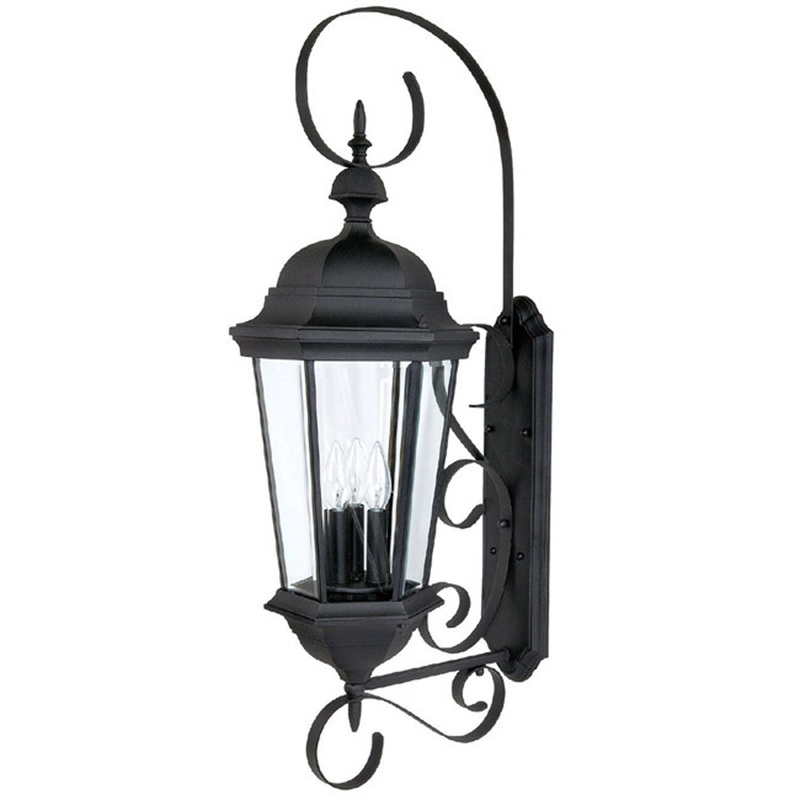 Capital Lighting 9723BK Carriage House Three Light Outdoor Wall Lantern, Black