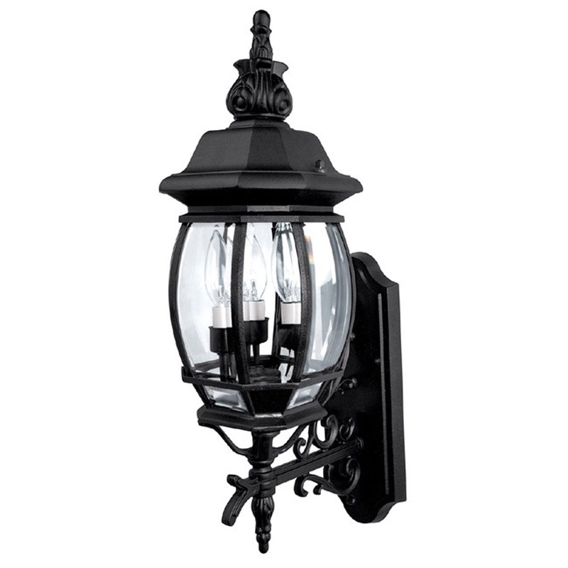 Capital Lighting 9863BK French Country Three Light Outdoor Wall Lantern, Black (Discontinued)