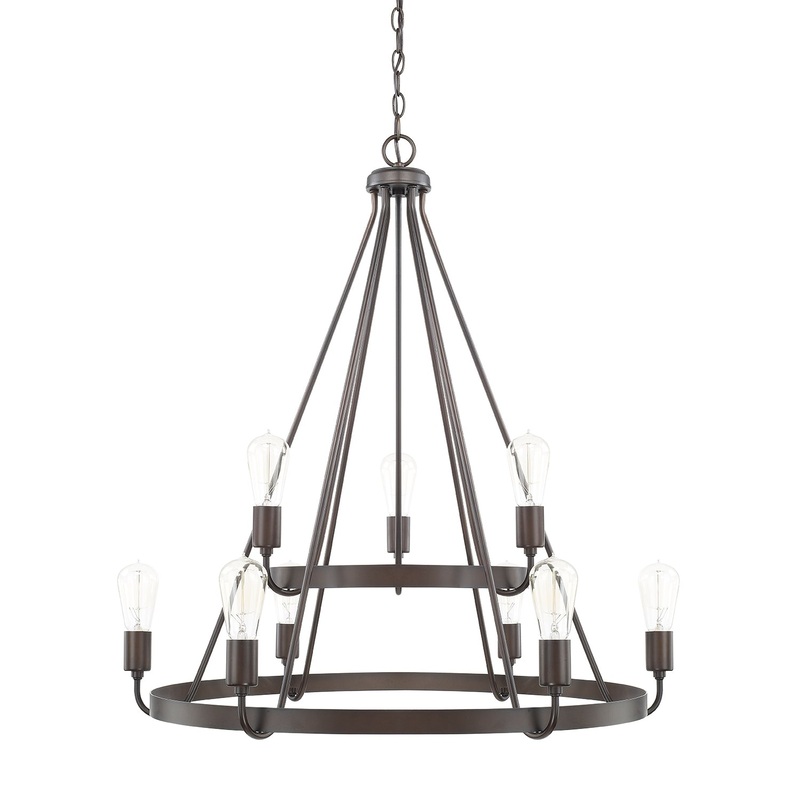 Capital Lighting 420091BZ Tanner Nine Light Chandelier, Bronze