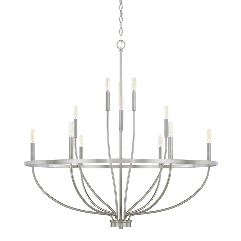 Capital Lighting 428501BN Greyson 12 Light Chandelier, Brushed Nickel