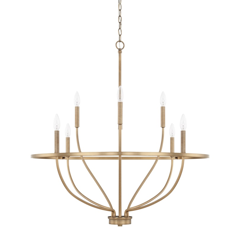 Capital Lighting 428581AD Greyson Eight Light Chandelier, Aged Brass