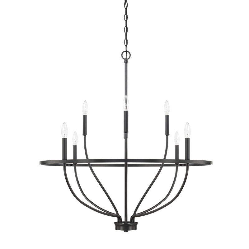 Capital Lighting 428581MB Greyson Eight Light Chandelier, Matte Black