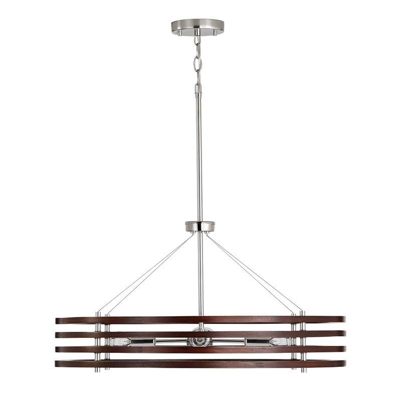Capital Lighting 439941DN Dalton Four Light Chandelier, Dark Wood and Polished Nickel (Discontinued)