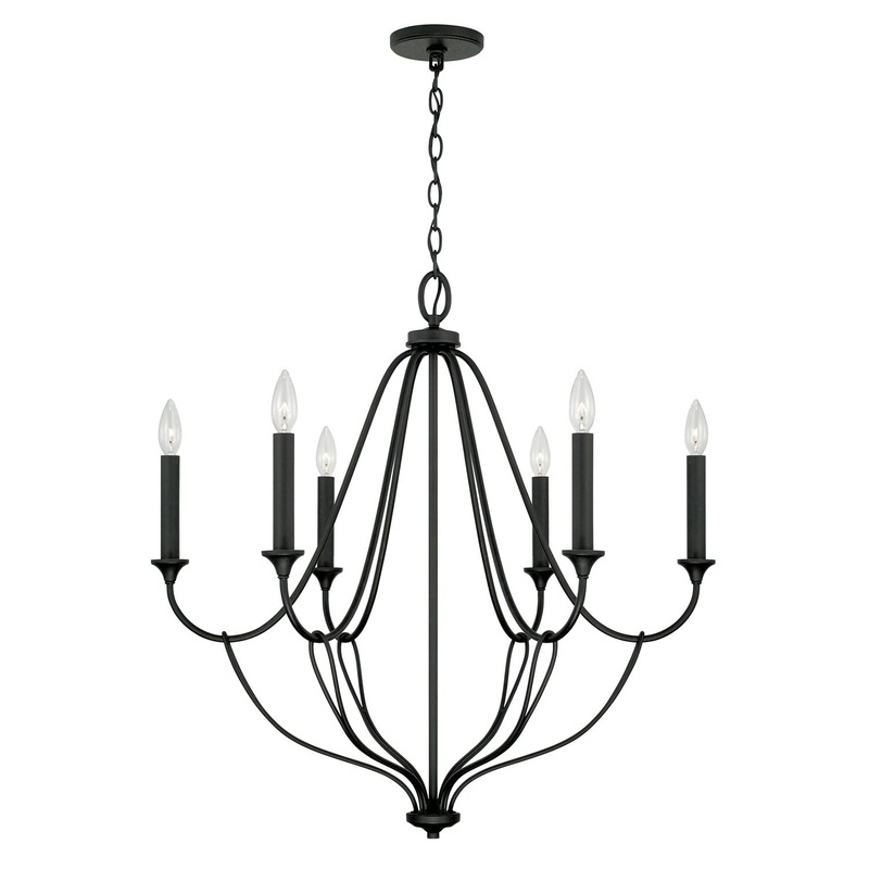 Capital Lighting 441661BI Bentley Six Light Chandelier, Black Iron
