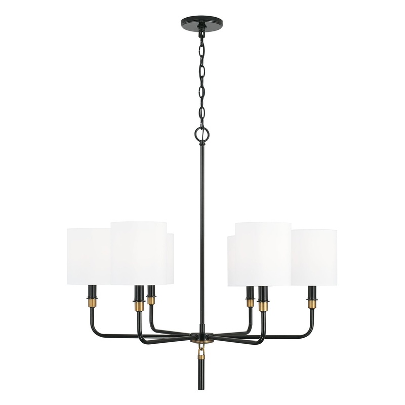 Capital Lighting 441961YA-702 Beckham Six Light Chandelier, Glossy Black and Aged Brass
